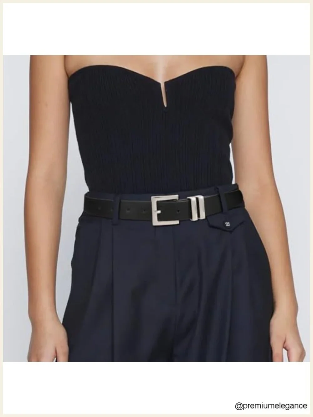 Women's Faux Leather Belt Square Buckle Waist Belt